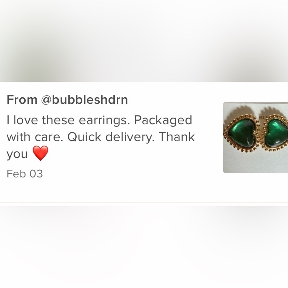 Tory Burch Green and Gold Heart logo stud  Earrings - Picture 2 of 9